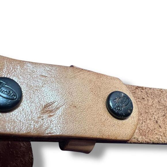 Justin Top Grain Cowhide Leather Southwestn Belt Size 26 Hand Tooled - Picture 7 of 9